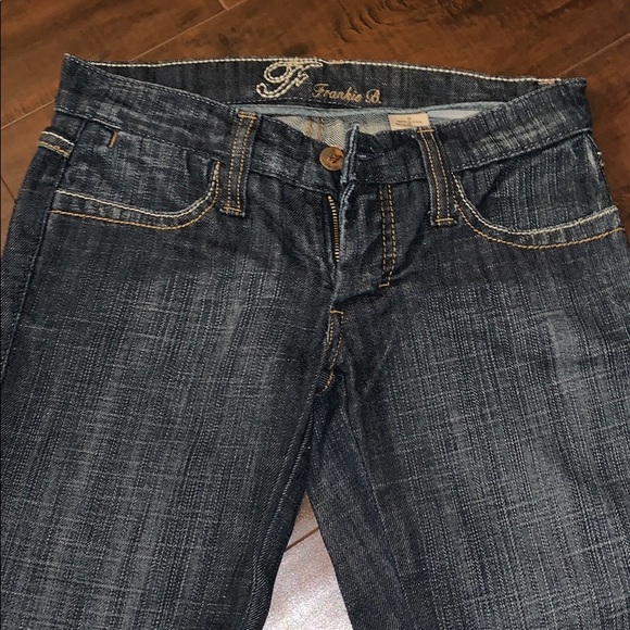 Frankie B 0 Blue Denim Jeans Straight Leg Pants Low Rise - Picture 3 of 8
